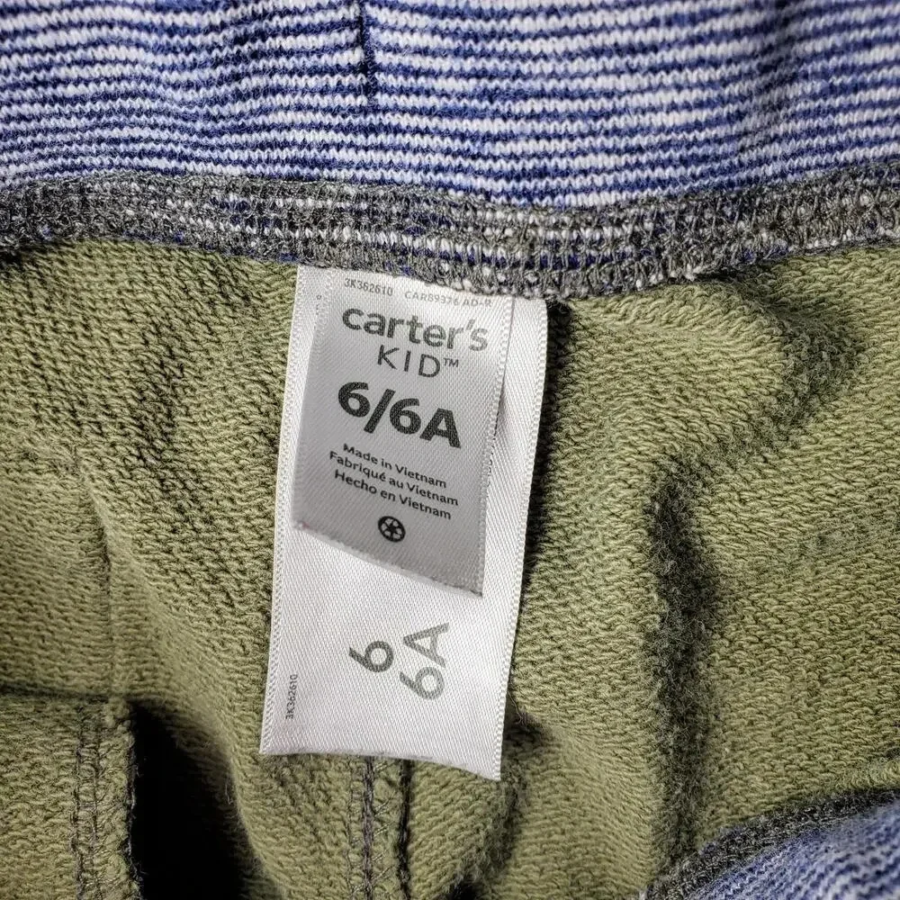 Carter's KID Size 6/6A Boys Green Camo Sweatshorts Casual Shorts 100% Cotton